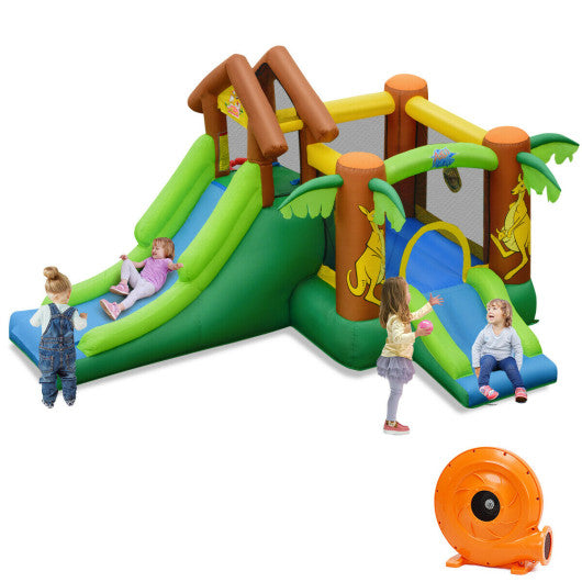 Kids Inflatable Jungle Bounce House Castle with Blower