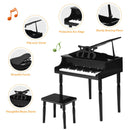 30-Key Wood Toy Kids Grand Piano with Bench & Music Rack-Black