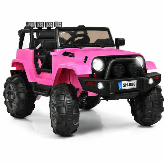 12V Kids Remote Control Riding Truck Car with LED Lights-Pink