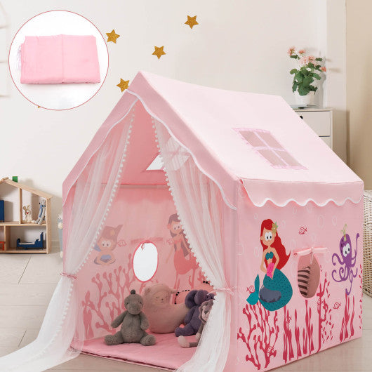 Large Kids Play Tent with Removable Cotton Mat-Pink
