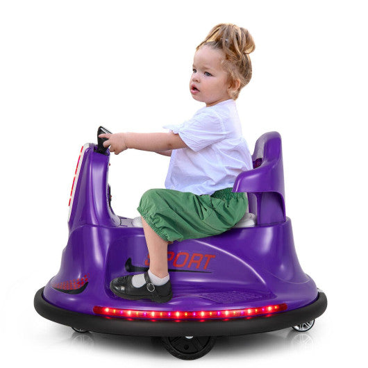 6V Bumper Car for Kids Toddlers Electric Ride On Car Vehicle with 360° Spin-Purple