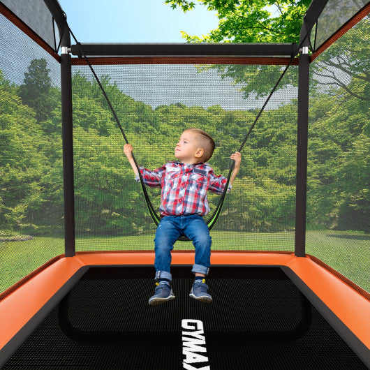 6 Feet Kids Entertaining Trampoline with Swing Safety Fence-Orange