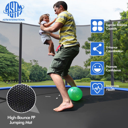 8/10/12/14/15/16 Feet Outdoor Trampoline Bounce Combo with Safety Closure Net Ladder-16 ft