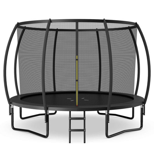 12FT ASTM Approved Recreational Trampoline with Ladder-Black