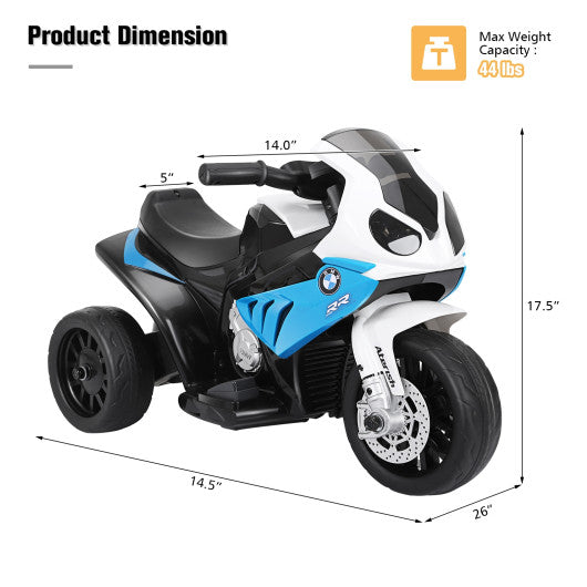 6V Kids 3 Wheels Riding BMW Licensed Electric Motorcycle-Blue