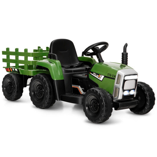 12V Ride on Tractor with 3-Gear-Shift Ground Loader for Kids 3+ Years Old-Dark Green