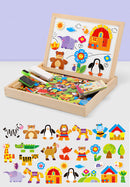 100+Pcs Wooden Multifunction Magnetic Writing Board for Children Puzzle with Letters, Numbers, and Animals Education Toys for Children
