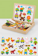 100+Pcs Wooden Multifunction Magnetic Writing Board for Children Puzzle with Letters, Numbers, and Animals Education Toys for Children