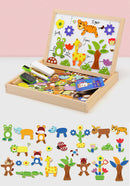 100+Pcs Wooden Multifunction Magnetic Writing Board for Children Puzzle with Letters, Numbers, and Animals Education Toys for Children
