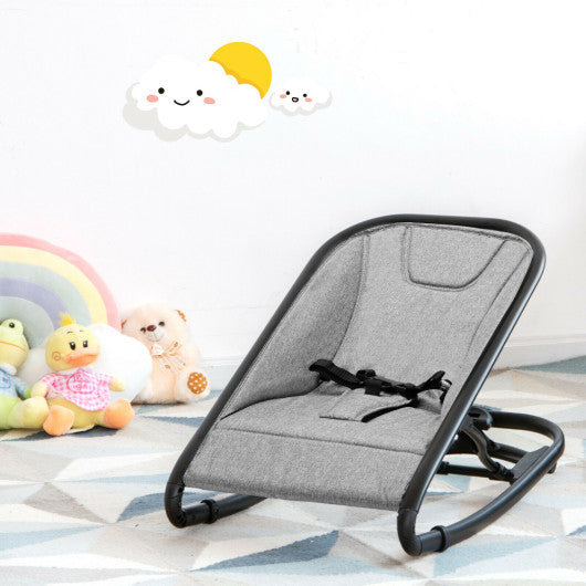 Gray Adjustable 2-In-1 Baby Bouncer And Rocker
