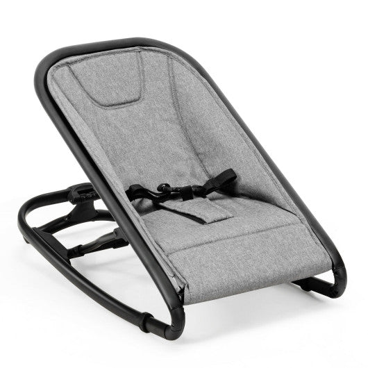 Gray Adjustable 2-In-1 Baby Bouncer And Rocker