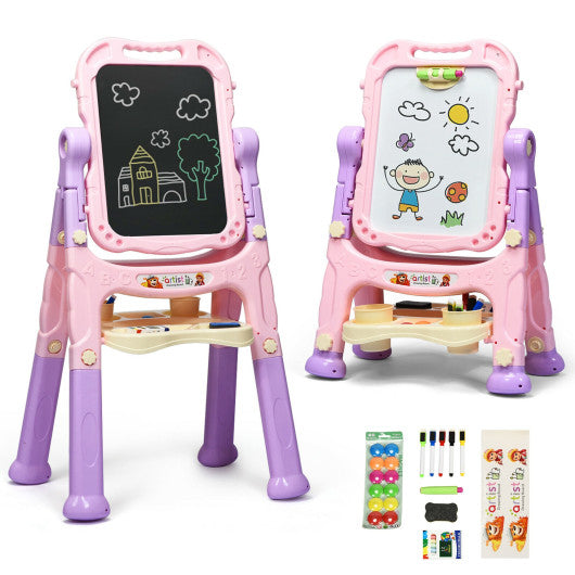 Height Adjustable Kids Art Easel Magnetic Double Sided Board