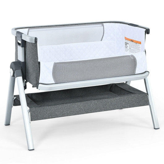 Baby Bedside Sleeper With Wheel And Storage Basket