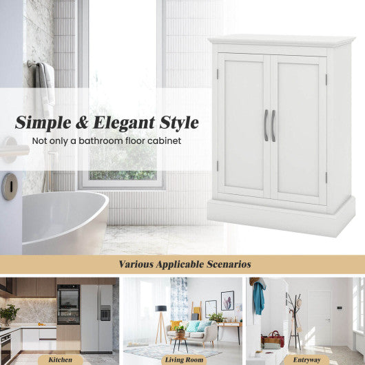 2-Door Freestanding Bathroom Cabinet with Adjustable Shelves-White