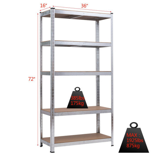 72" Storage Shelf Steel Metal 5 Levels Adjustable Shelves
