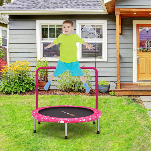 36 Inch Kids Trampoline Mini Rebounder with Full Covered Handrail -Pink