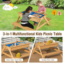 Kids Wooden Picnic Table 3-in-1 for Outdoor Water Sand Table with Play Boxes