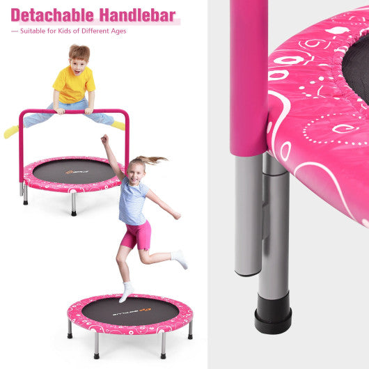 36 Inch Kids Trampoline Mini Rebounder with Full Covered Handrail -Pink