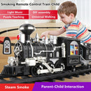 Children's Electric Smoking Rail RC Car Sound Light Music Parent-Child Interaction DIY Assembly Steam Remote Control Train Toy