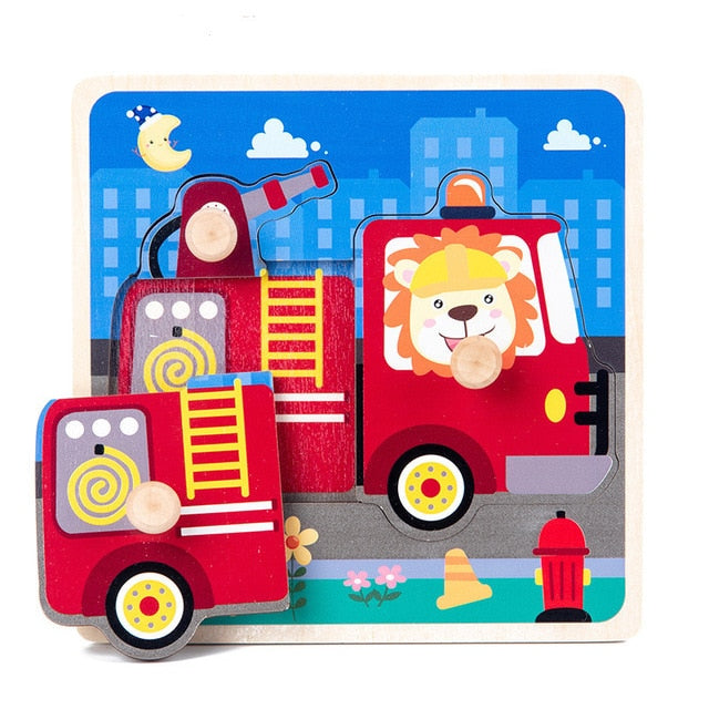 New Montessori Toys Wooden Puzzle Cartoon Vehicle Digital Animal Puzzles Jigsaw Puzzle Board Game Educational Toy for Children