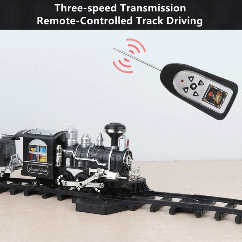 lntelligent Programming Add Water Smoke Remote Control Train 80CM DIY Assembly Parent-Child Interaction Classical Steam RC Toys