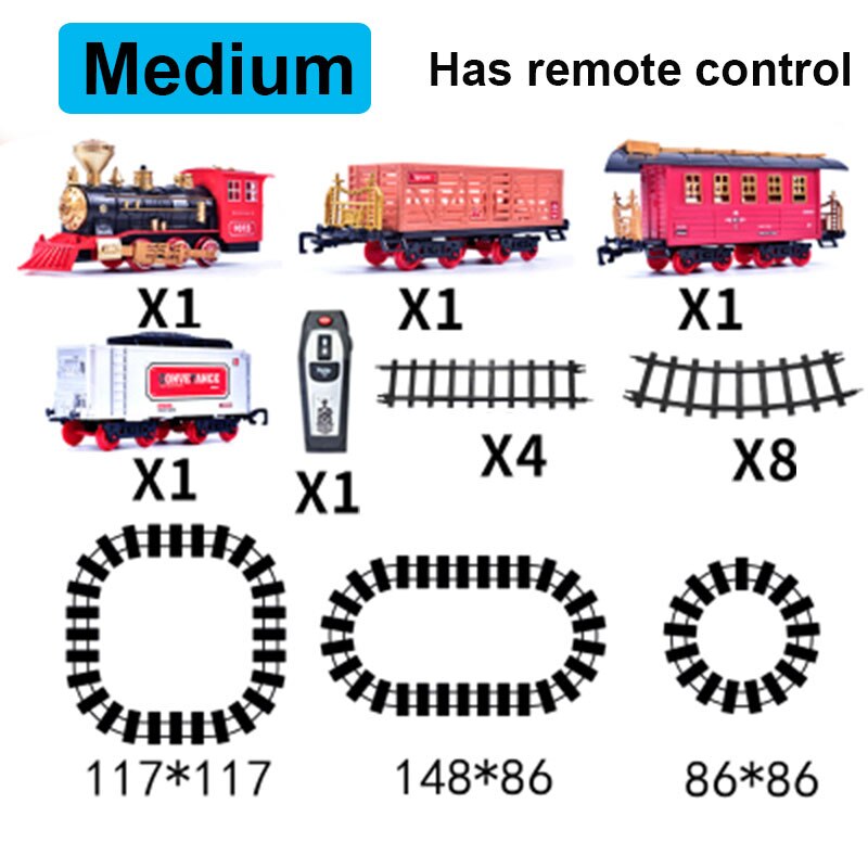 New Electric Train Set RC Trains Toy Railway Remote Control Electric Rail Car Steam Train Children's Electric Railway Trains Toy