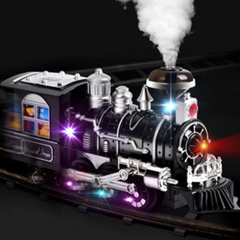 Children's Electric Smoking Rail RC Car Sound Light Music Parent-Child Interaction DIY Assembly Steam Remote Control Train Toy