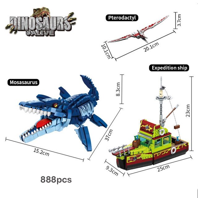 Ideas Jurassic Dinosaur Toys Building Block DIY Escape From Ocean Mosasaurus Assembly Brick Educational Sets For Children Gifts