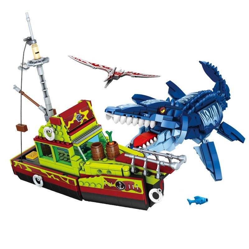 Ideas Jurassic Dinosaur Toys Building Block DIY Escape From Ocean Mosasaurus Assembly Brick Educational Sets For Children Gifts