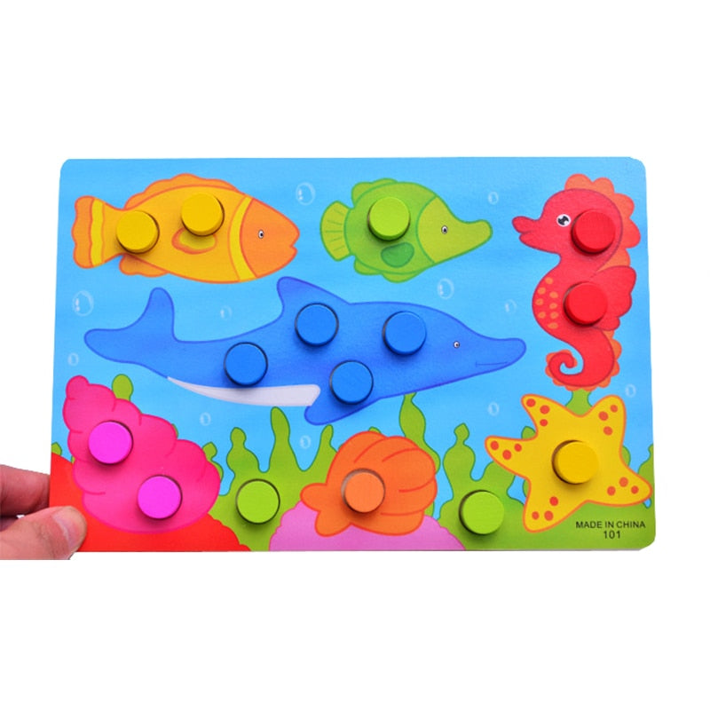3D Wooden Puzzle Jigsaw Toy Montessori Baby Toys Wood Cartoon Animal Puzzles Game Kids Early Educational Toys for Children Gifts