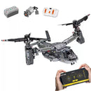 Remote Control Airplane Model Building Block WW2 High-tech Military Weapon The V-22 Osprey Fighter Kids Toys And Gift