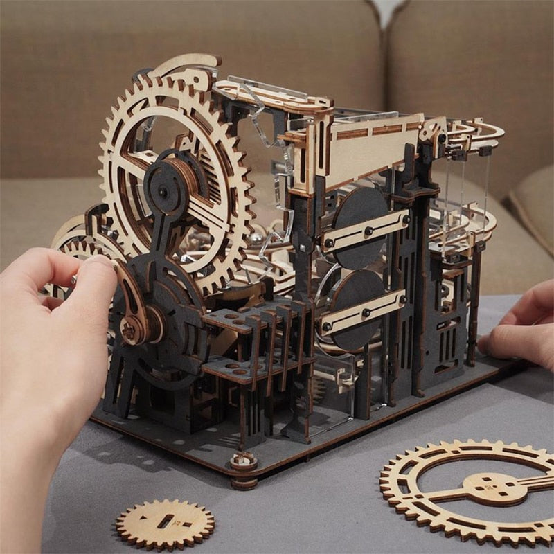 3D Wooden Puzzle Marble Run DIY Model Building Block Toy Or Gift For Teens and Adult