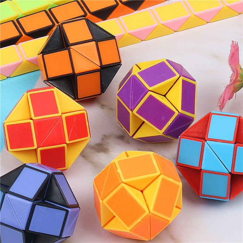 6Pcs Folding Magic Snake Ruler Puzzle Antistress Cube Educational Toy for Kids Birthday Party Favors Goodie Bags School Reward