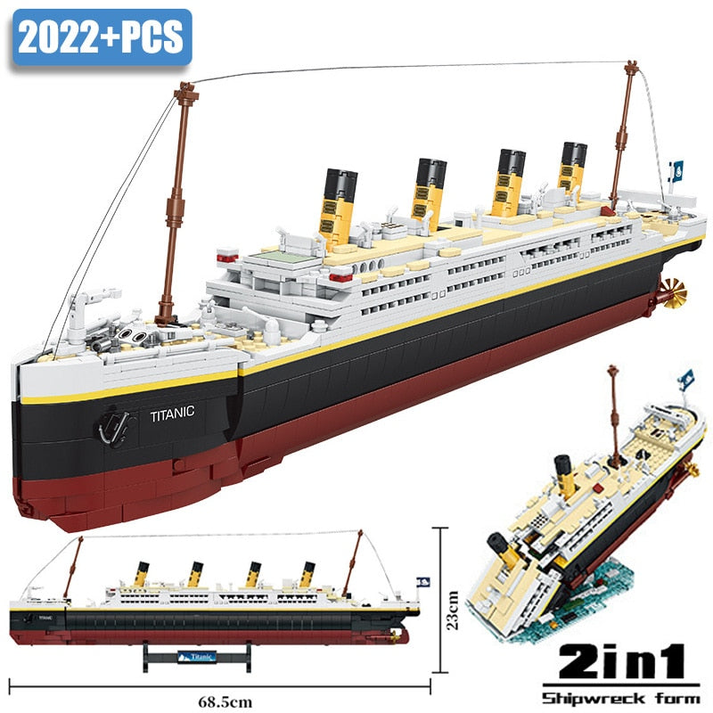 Building Blocks Titanic Model Creative 2022pcs Luxury Cruise Ship Bricks DIY Shipwrecks Boat Bricks Toys For Children Adult Gift