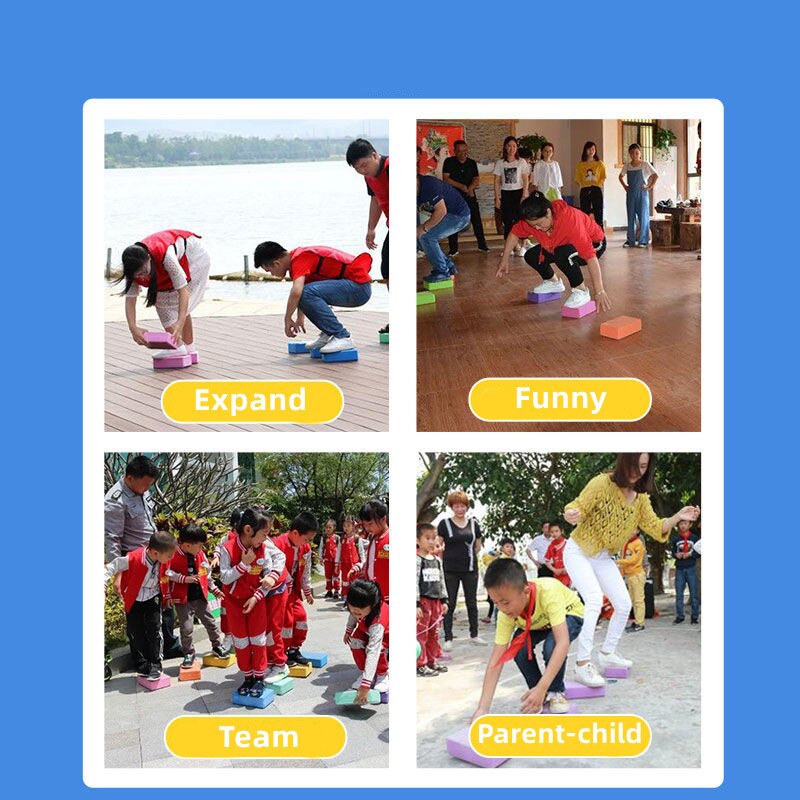 Children's Adult Group Building Game Props Fun Sports Outdoor Expansion Touch Stone Crossing the River Brick Balance Training