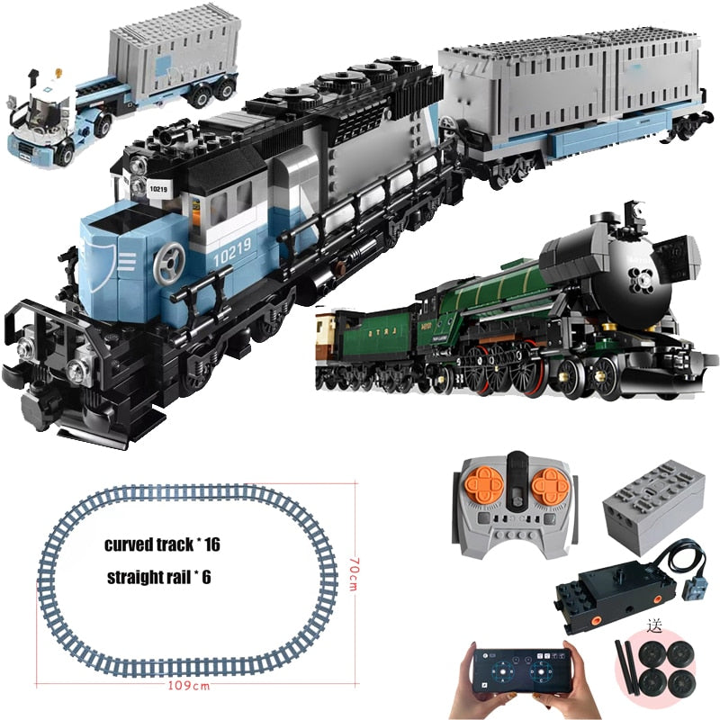 New Spot High-tech City Retro RC Steam Train Expert Technical Train Building Blocks Classic Model Toy  For Children Gift