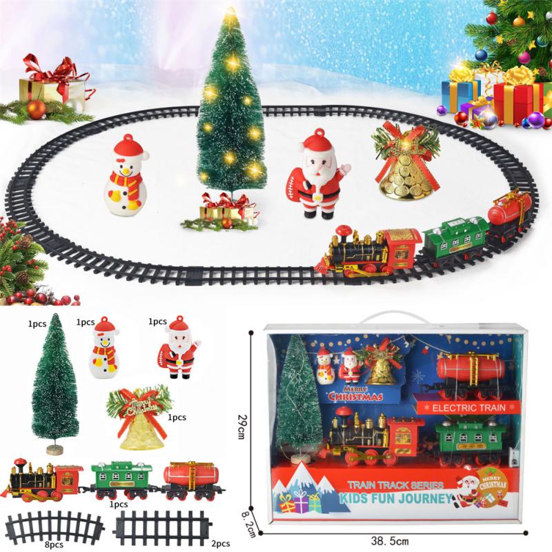 2023 Christmas Train Set Electric Rail Car Building Block Track Toy Xmas Train Gifts Toys For Kids Birthday Party Christmas Gift