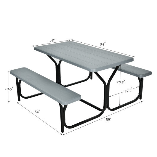 Picnic Table Bench Set for Outdoor Camping -Gray