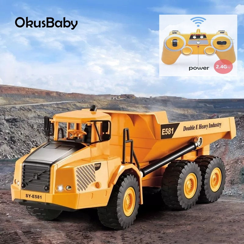 Remote Control Engineer 2.4Ghz Truck Emulational Dumper With LED lights And Automatic Unloading Can Be A Good Car Toy Gift