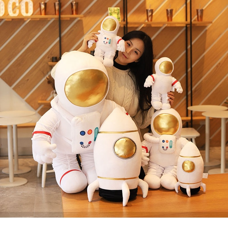 Space Series Of Spaceman And Rocket Spacecraft Plush Toys As Sofa Pillow Birthday Gifts For Kids