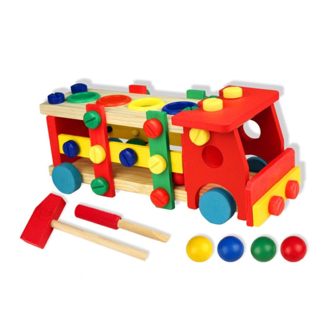 Car Toy for Children Montessori Wooden Assembling Toddler Kids Disassembly Nut Combination Educational Hands Ability Training