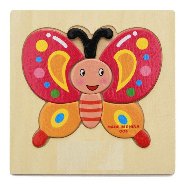 3D Wooden Jigsaw Puzzle Is Educational Toy For Learning With Cartoon, Animal, And Fruit Images To Kindle Intelligence in Children