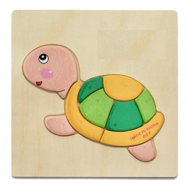 3D Wooden Jigsaw Puzzle Is Educational Toy For Learning With Cartoon, Animal, And Fruit Images To Kindle Intelligence in Children
