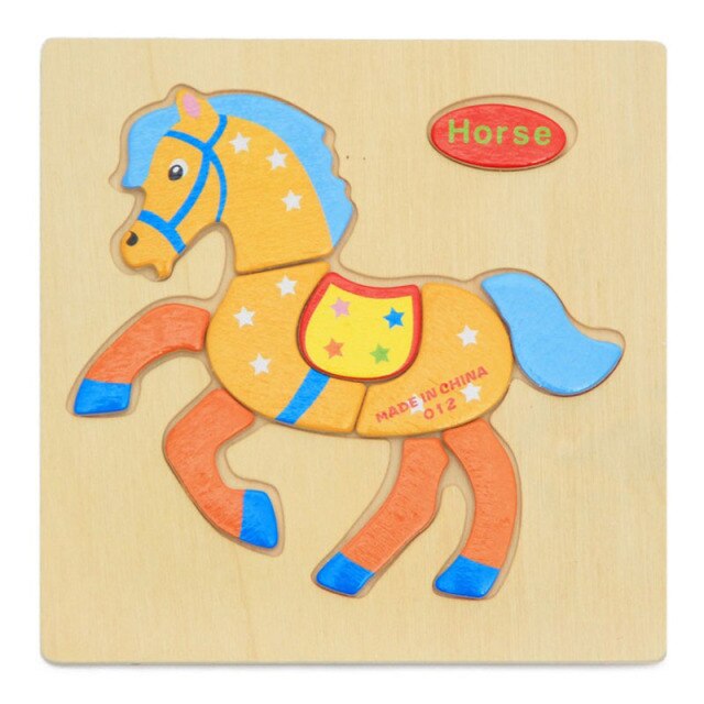 3D Wooden Jigsaw Puzzle Is Educational Toy For Learning With Cartoon, Animal, And Fruit Images To Kindle Intelligence in Children