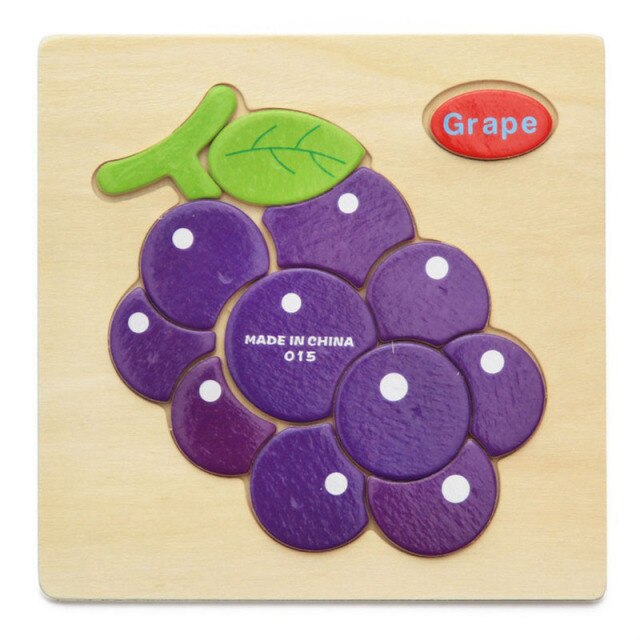 3D Wooden Jigsaw Puzzle Is Educational Toy For Learning With Cartoon, Animal, And Fruit Images To Kindle Intelligence in Children