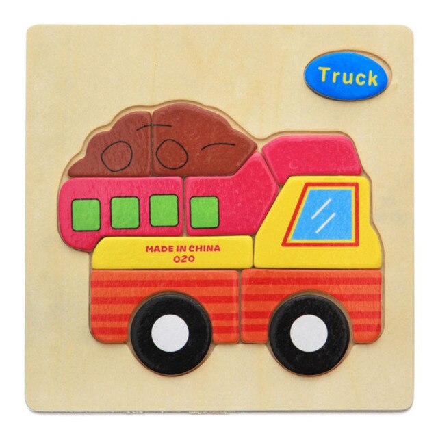 3D Wooden Jigsaw Puzzle Is Educational Toy For Learning With Cartoon, Animal, And Fruit Images To Kindle Intelligence in Children