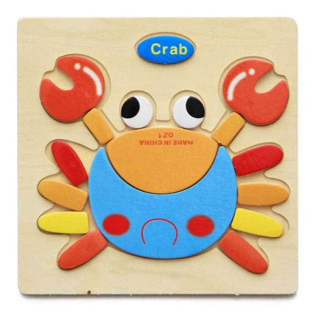 3D Wooden Jigsaw Puzzle Is Educational Toy For Learning With Cartoon, Animal, And Fruit Images To Kindle Intelligence in Children