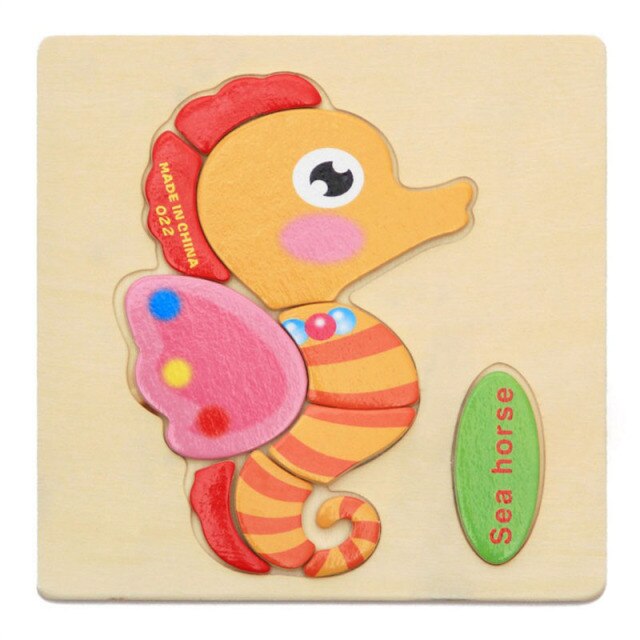 3D Wooden Jigsaw Puzzle Is Educational Toy For Learning With Cartoon, Animal, And Fruit Images To Kindle Intelligence in Children