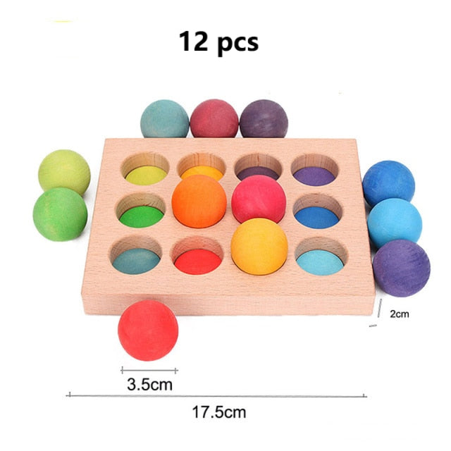 Large Wooden 28 Building Blocks Rainbow Stacking Game For Montessori Children