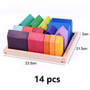 Large Wooden 28 Building Blocks Rainbow Stacking Game For Montessori Children